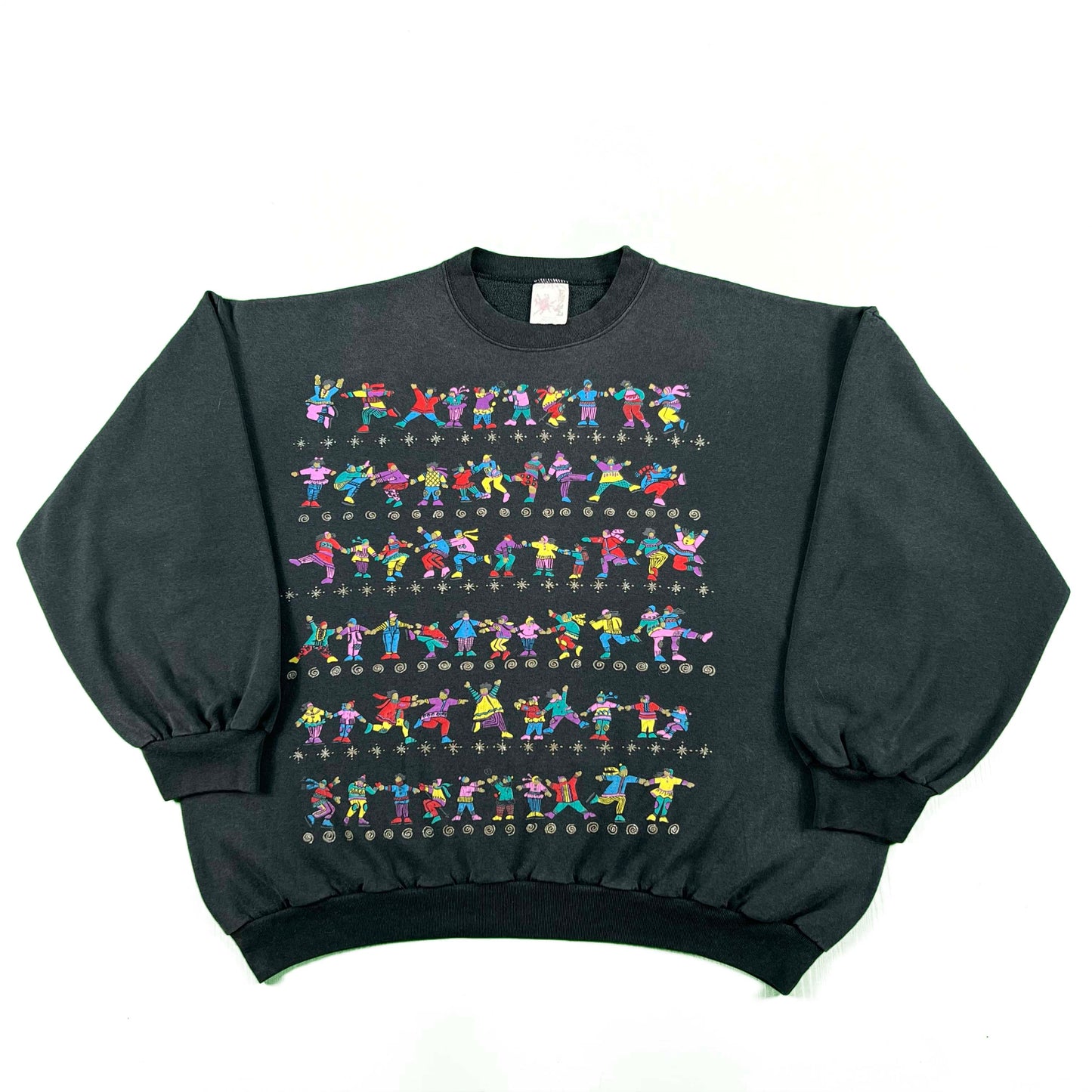 90s Faded Black Winter Dancing Scene Sweatshirt- XL