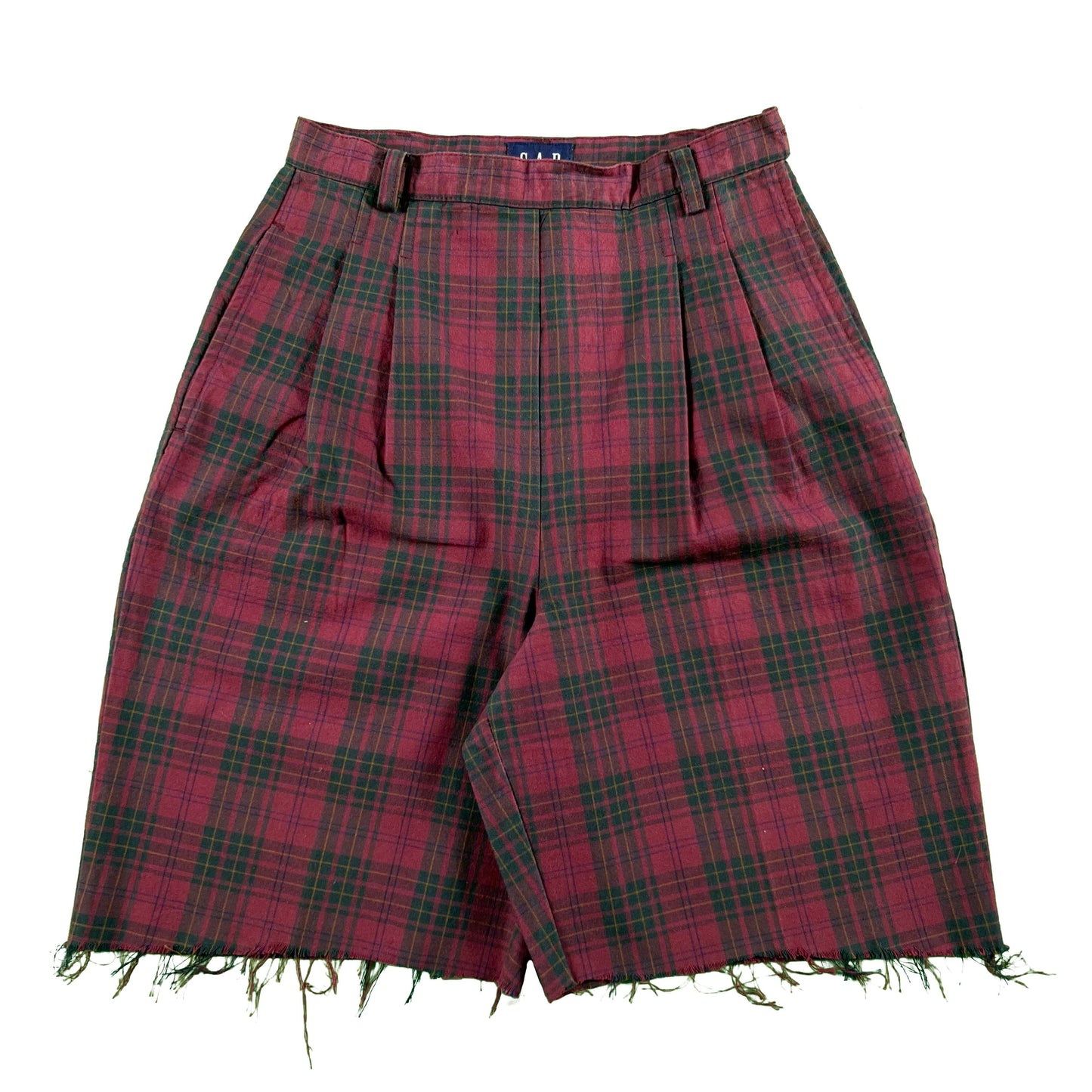 90s Gap Cut Off Plaid Side Zip Shorts- 26x8.5