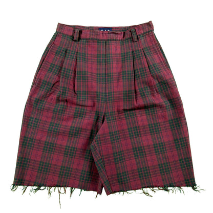 90s Gap Cut Off Plaid Side Zip Shorts- 26x8.5