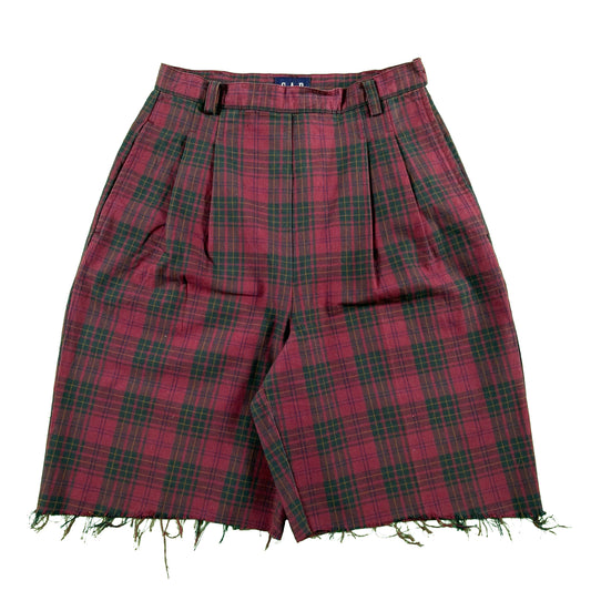 90s Gap Cut Off Plaid Side Zip Shorts- 26x8.5