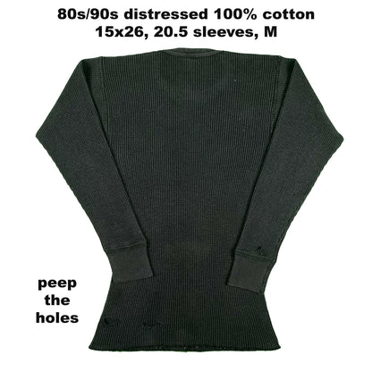 Vintage Black Waffle Knit Thermal- SELECT SHIRT