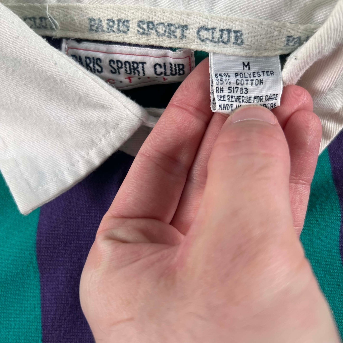 90s Paris Sport Club Striped Rugby Polo- S