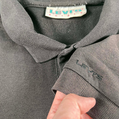 80s Faded Black Levi's Polo Shirt- L