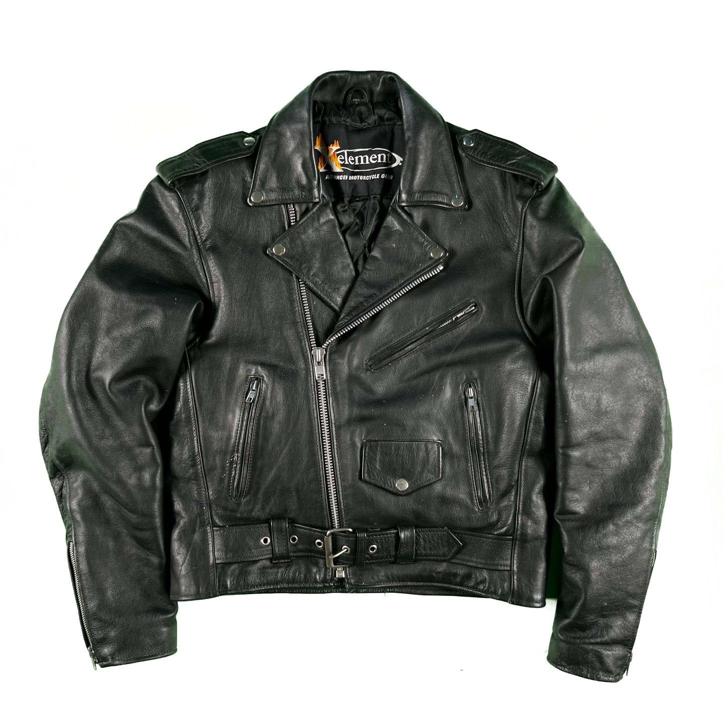 00s X-Element Black Leather Biker Jacket- M