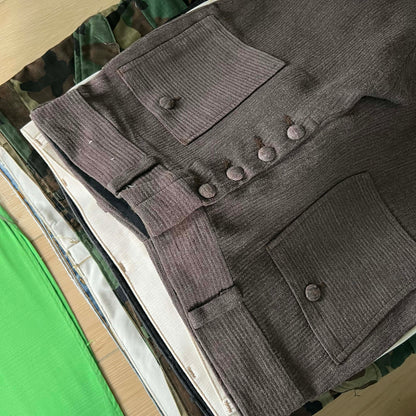 60s Brown Flared Seersucker Trousers- 33x29.5