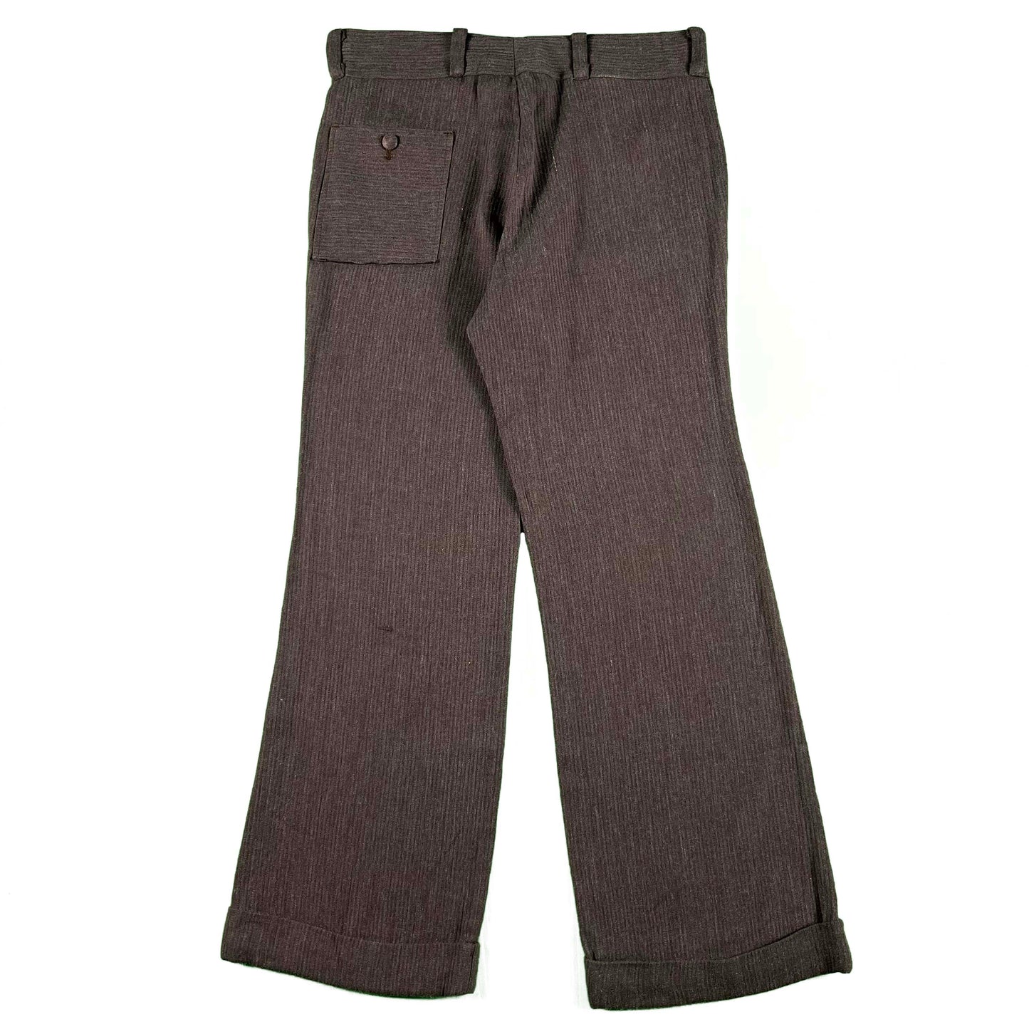 60s Brown Flared Seersucker Trousers- 33x29.5