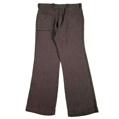 60s Brown Flared Seersucker Trousers- 33x29.5