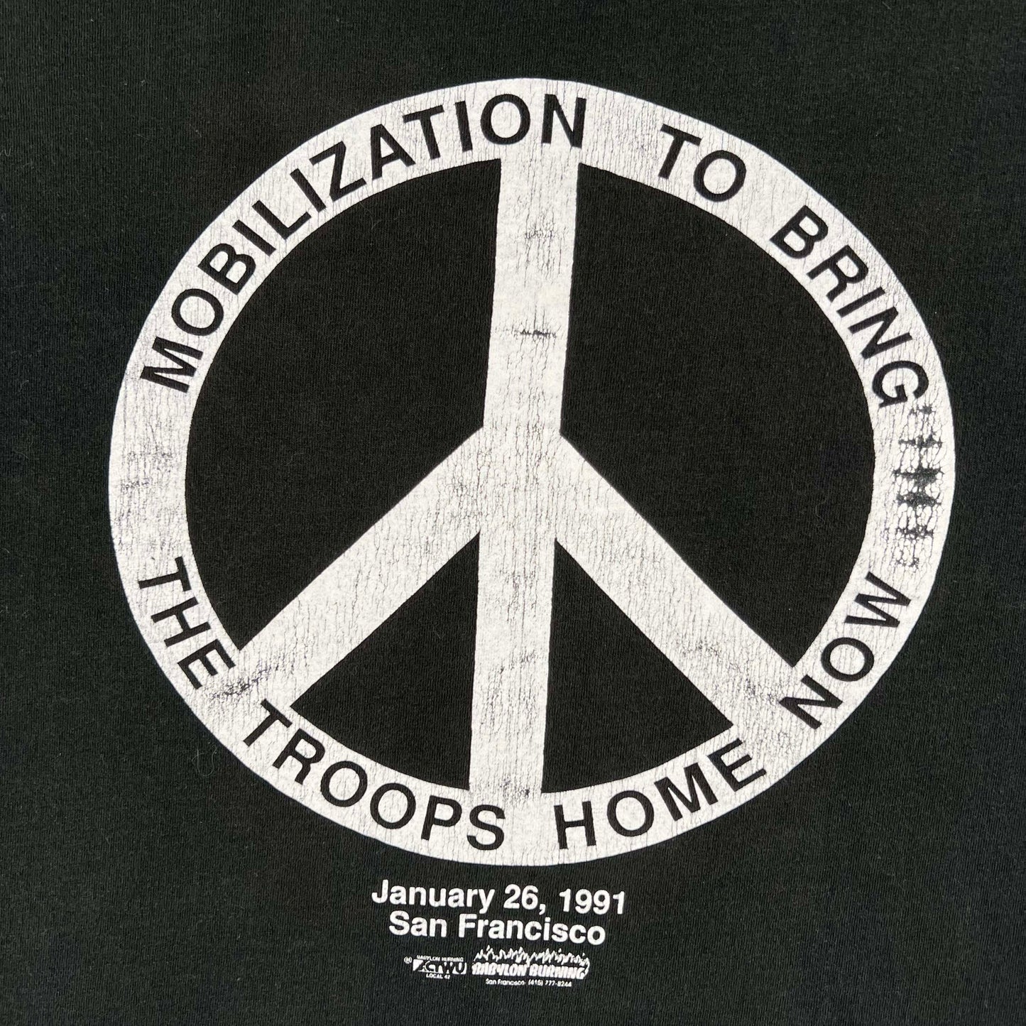 90s Bring the Troops Home Peace Sign Tee- XL