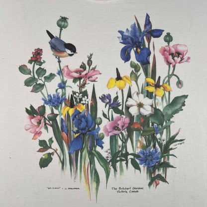 90s 'Iris Floral' Flowers and Bird Tee- XL