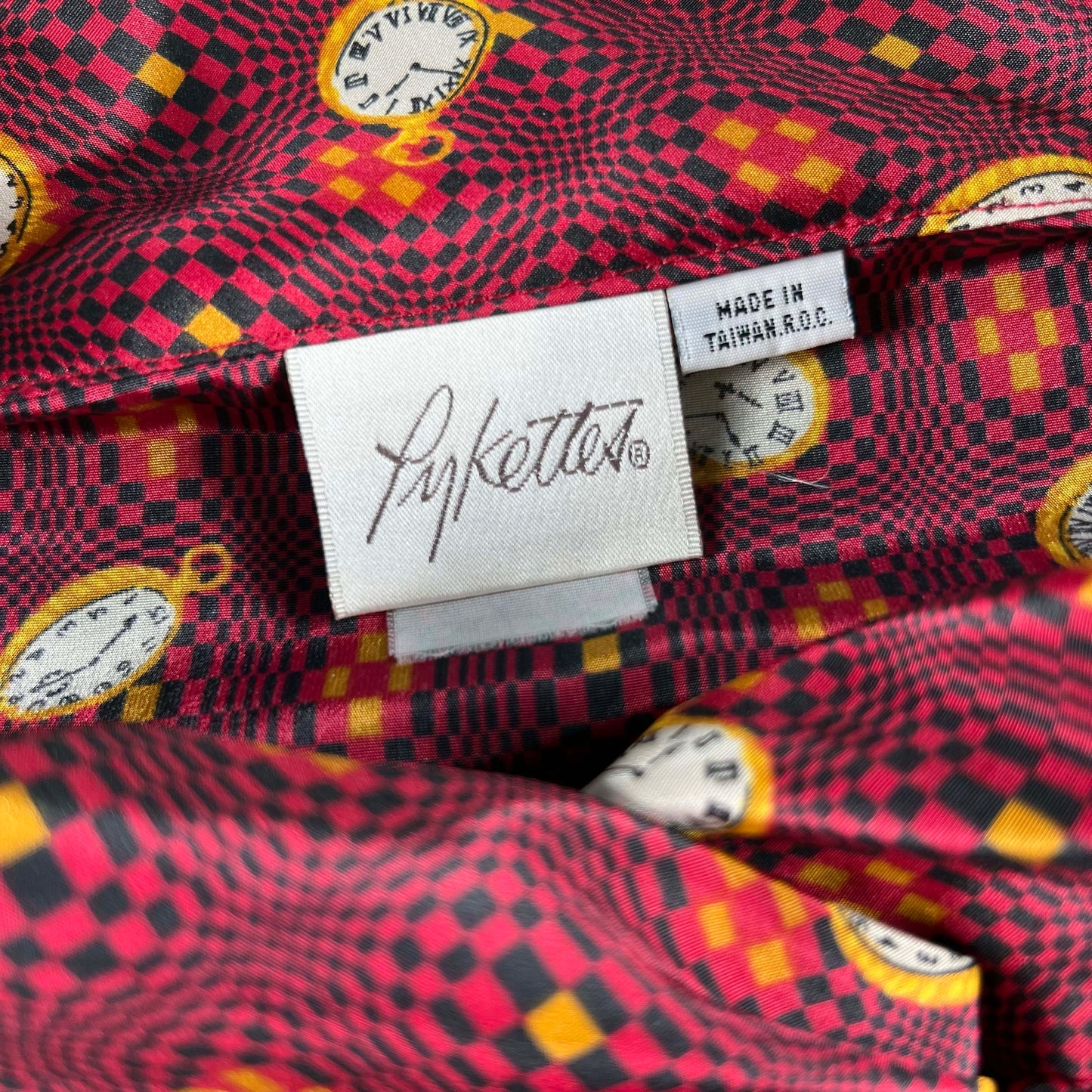 70s Clock/Pocket Watch Print Shirt- S
