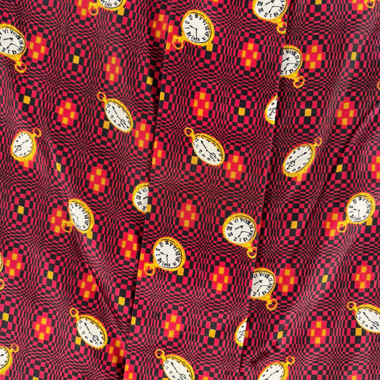 70s Clock/Pocket Watch Print Shirt- S