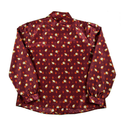 70s Clock/Pocket Watch Print Shirt- S