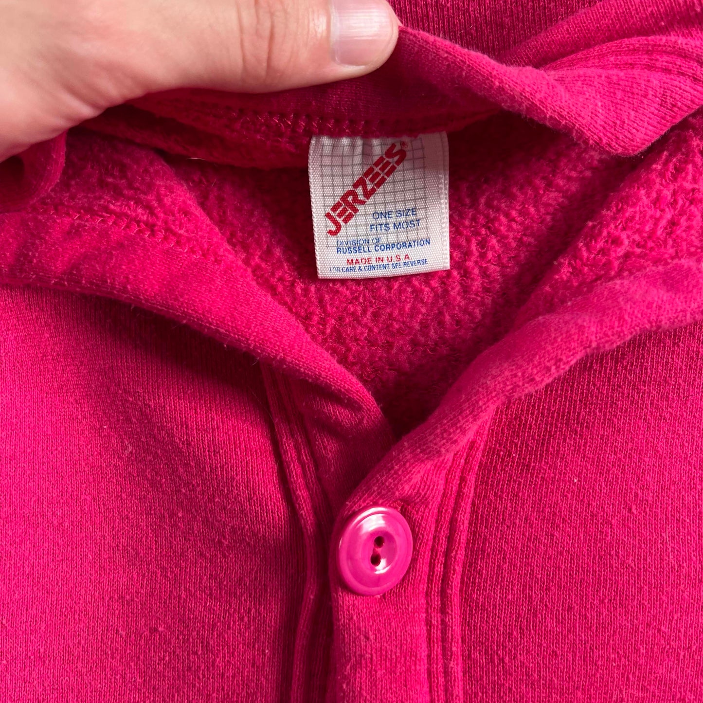 90s Hot Pink Sweatshirt Cardigan- L