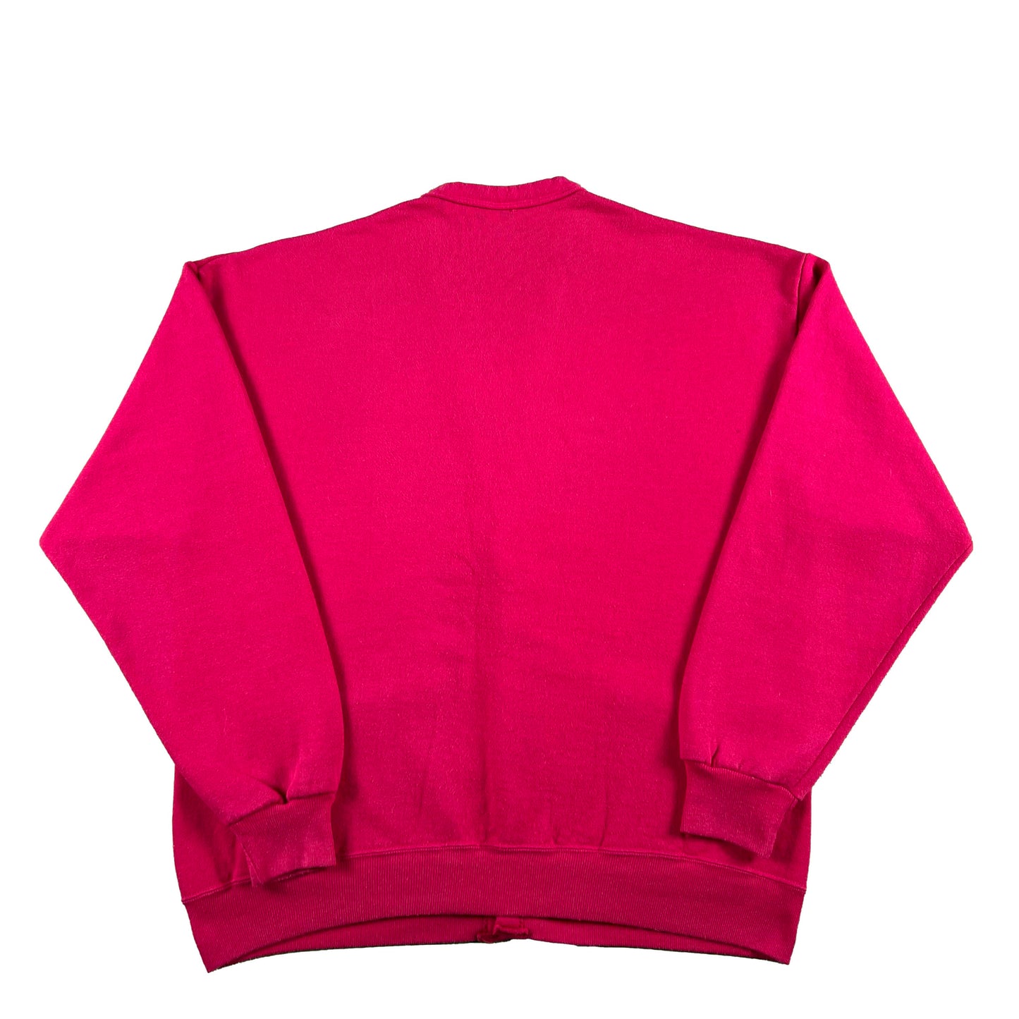 90s Hot Pink Sweatshirt Cardigan- L