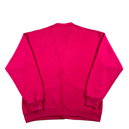 90s Hot Pink Sweatshirt Cardigan- L