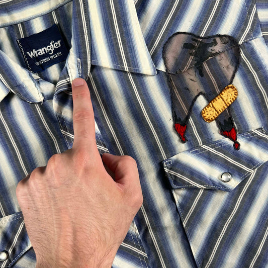 80s Wrangler 'Toothache' Pearl Snap Shirt- L
