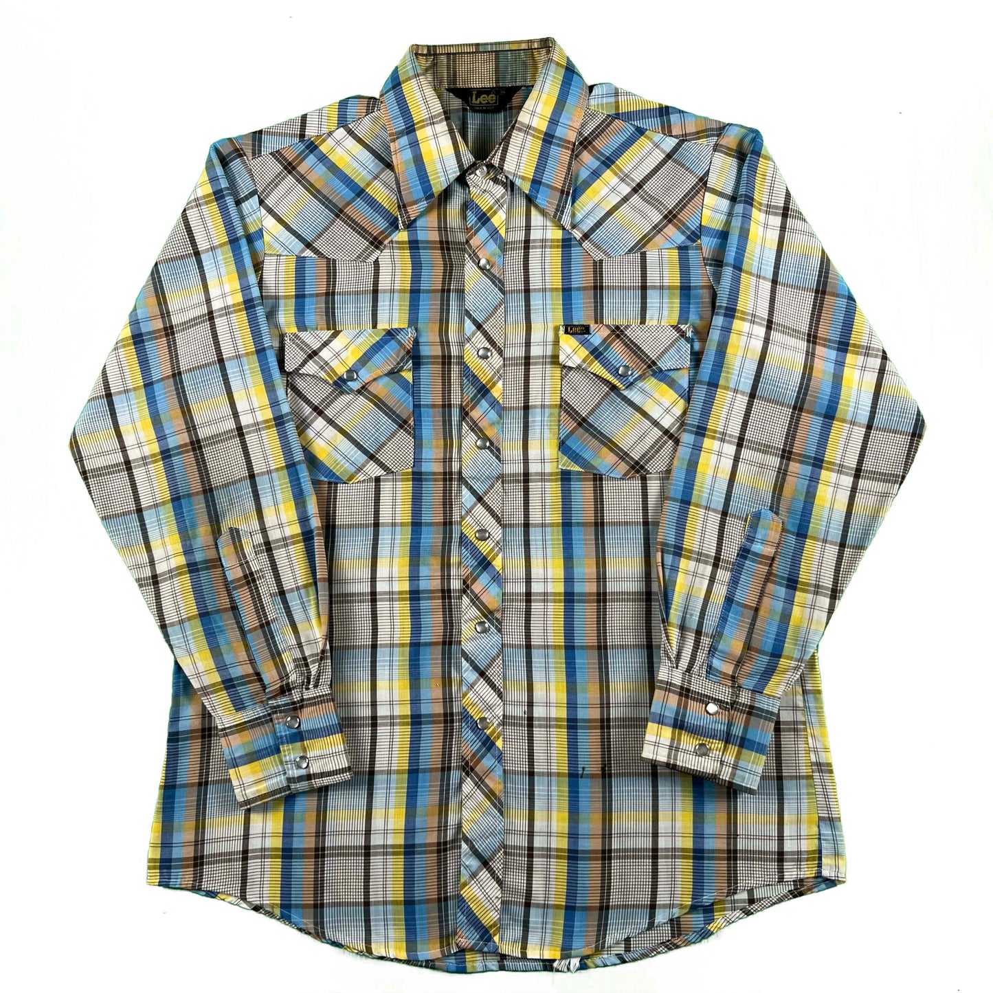 70s Funky Colored Lee Pearl Snap Shirt- XL