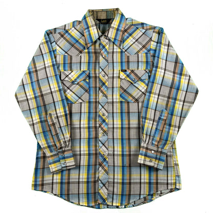 70s Funky Colored Lee Pearl Snap Shirt- XL