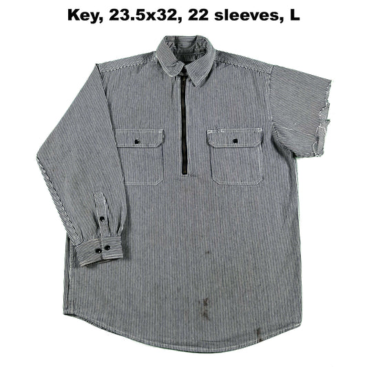 Vintage Hickory Stripe 1/2 Zip Work Shirts- SELECT SHIRT