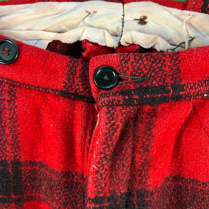 40s Buffalo Plaid Wool Hunting Pants- 33x28.5