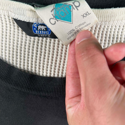 90s American Thunder Sun Faded Tee & Waffle Knit Thermal- XXL