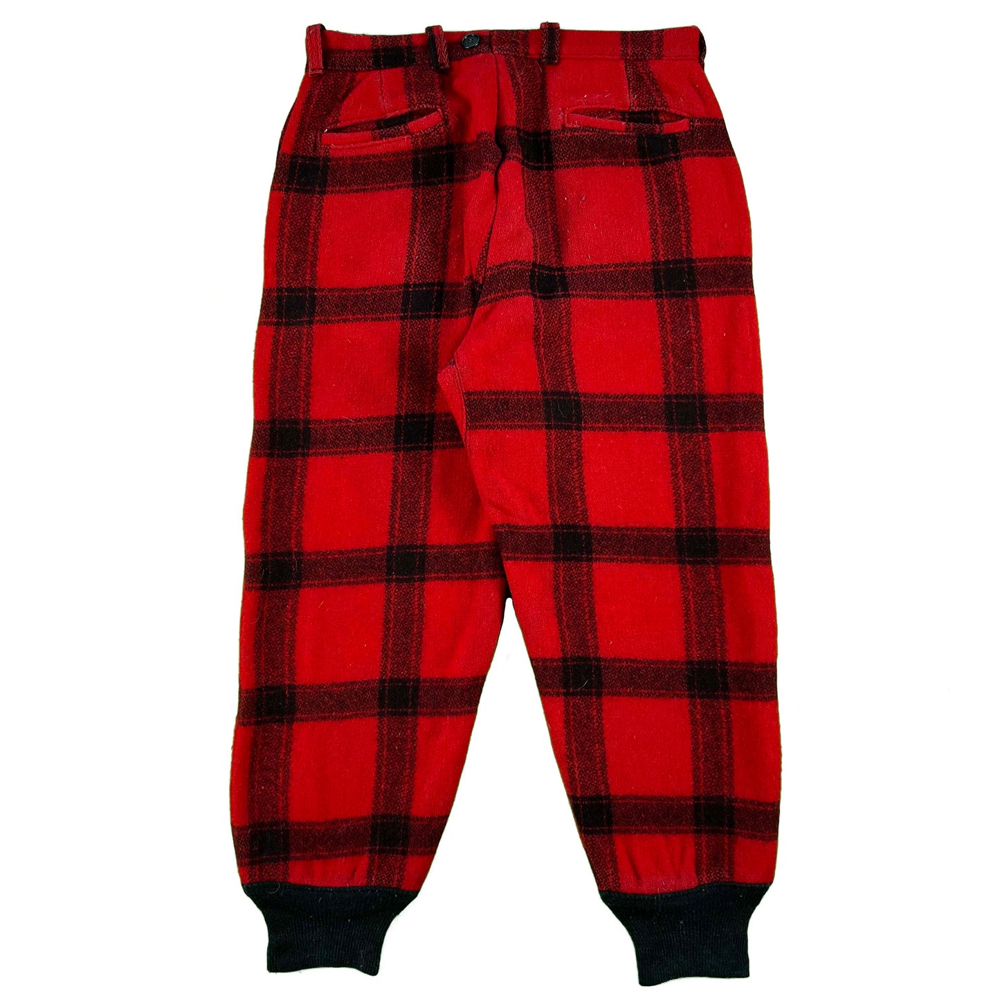 40s Buffalo Plaid Wool Hunting Pants- 33x28.5