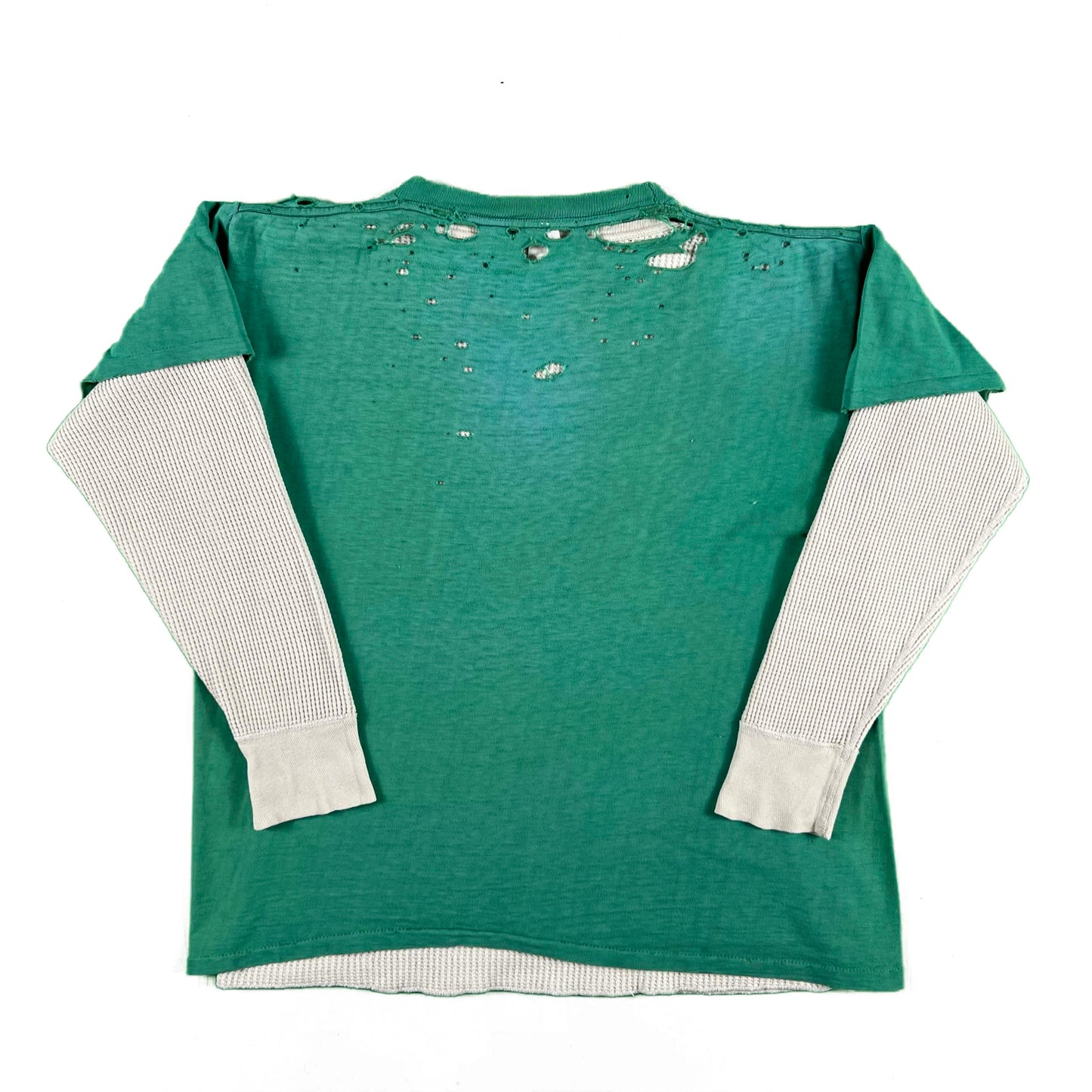 70s Thrashed PCITC Tee & 80s Waffle Knit Thermal- L