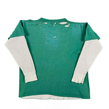 70s Thrashed PCITC Tee & 80s Waffle Knit Thermal- L