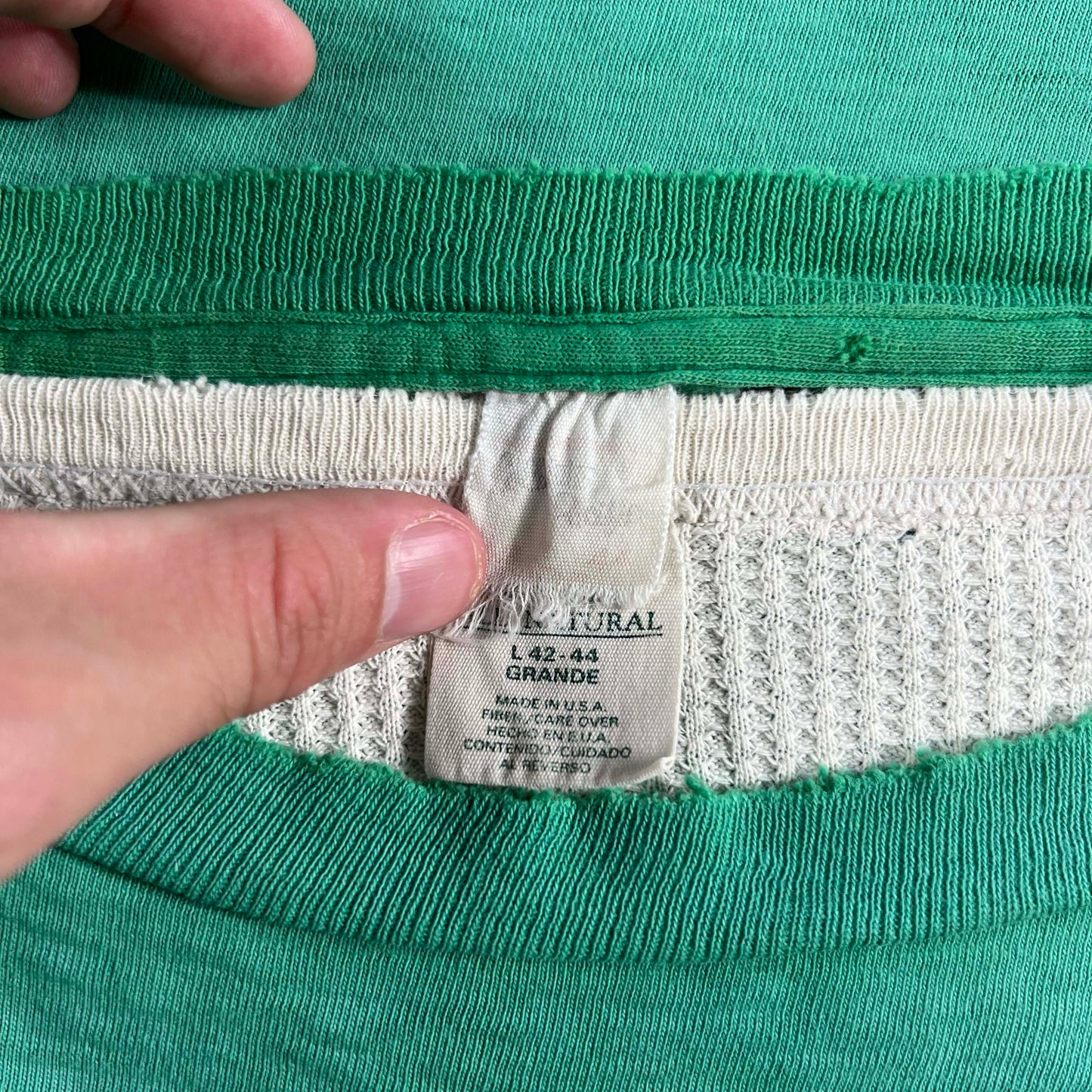 70s Thrashed PCITC Tee & 80s Waffle Knit Thermal- L