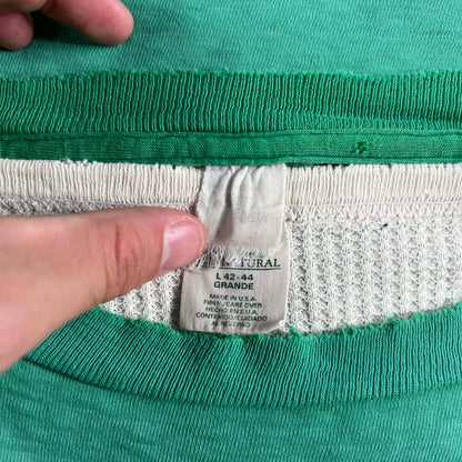 70s Thrashed PCITC Tee & 80s Waffle Knit Thermal- L