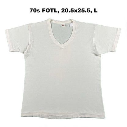 Vintage Blank White V Neck Tees- SELECT TEE