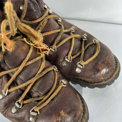 70s Italian Style Vibram Sole Patina Hiking Boots- M's 6.5, W's 8