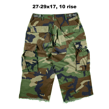 Vintage Chopped & Baggy Army Camo Cargo Shorts- SELECT PAIR