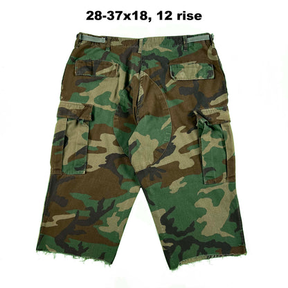 Vintage Chopped & Baggy Army Camo Cargo Shorts- SELECT PAIR