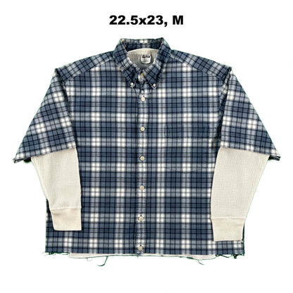 Vintage Gap Cropped Plaid Shirt & Waffle Knit Thermals- SELECT COMBO