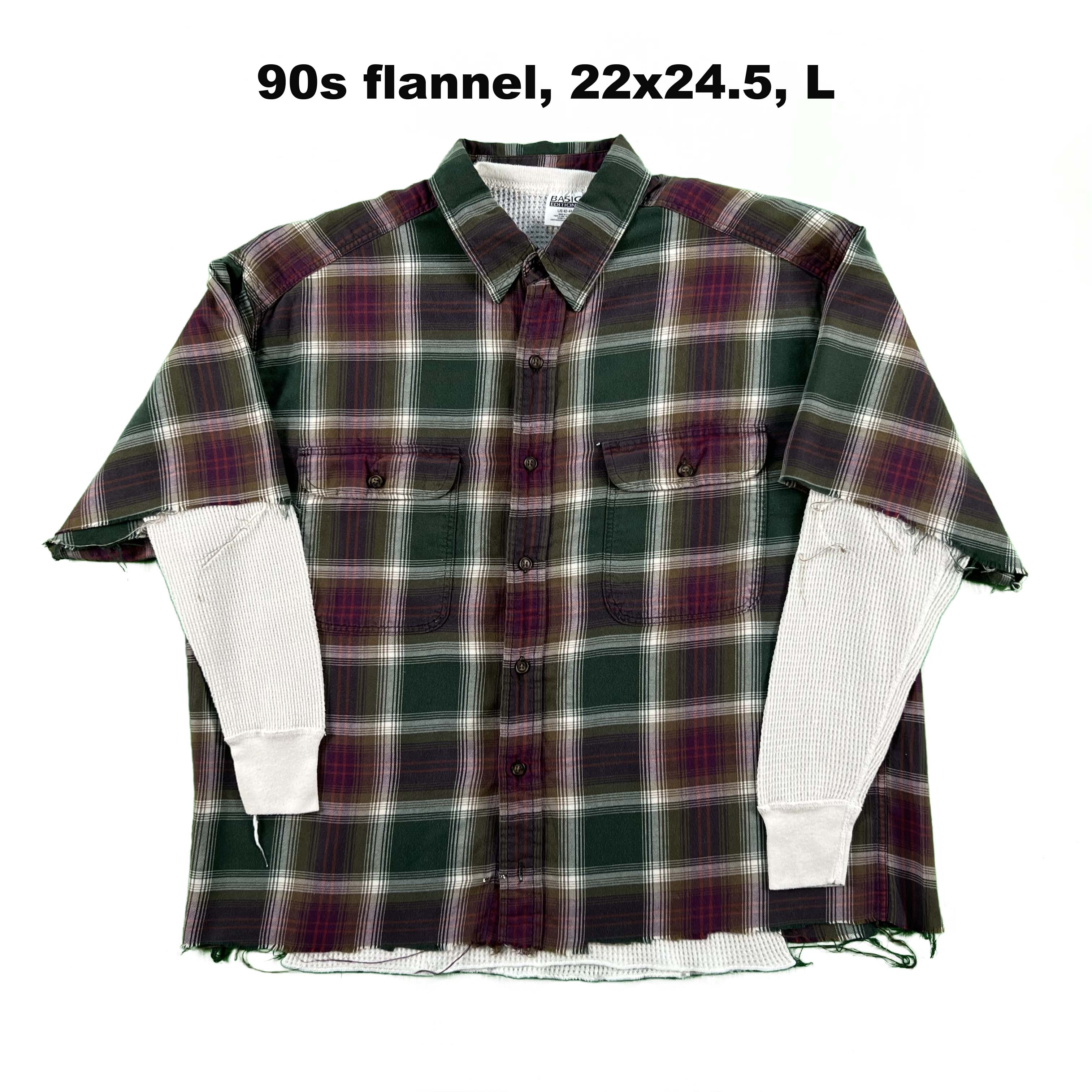 Vintage Gap Cropped Plaid Shirt & Waffle Knit Thermals- SELECT