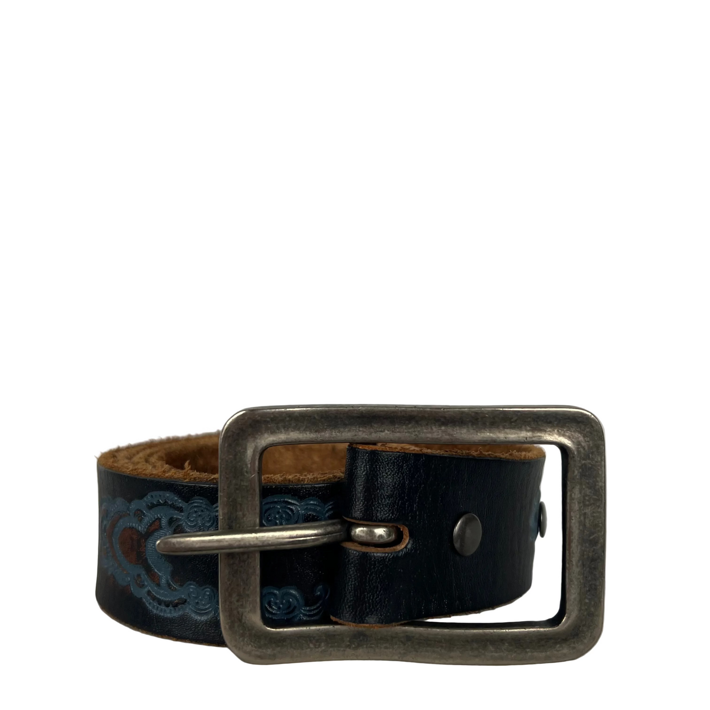 90s Black Leather Embellished Belt- 38"