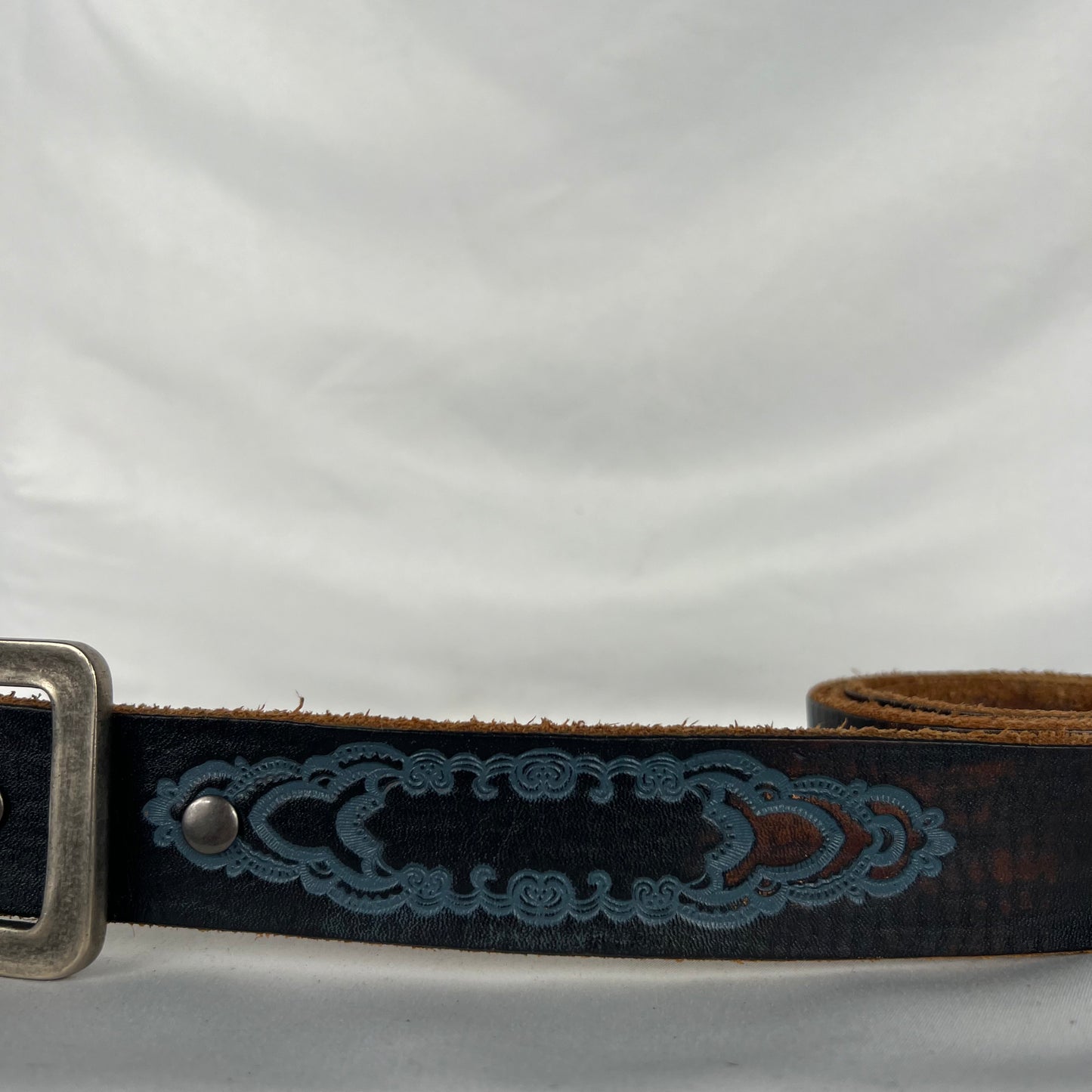 90s Black Leather Embellished Belt- 38"
