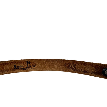 90s Black Leather Embellished Belt- 38"