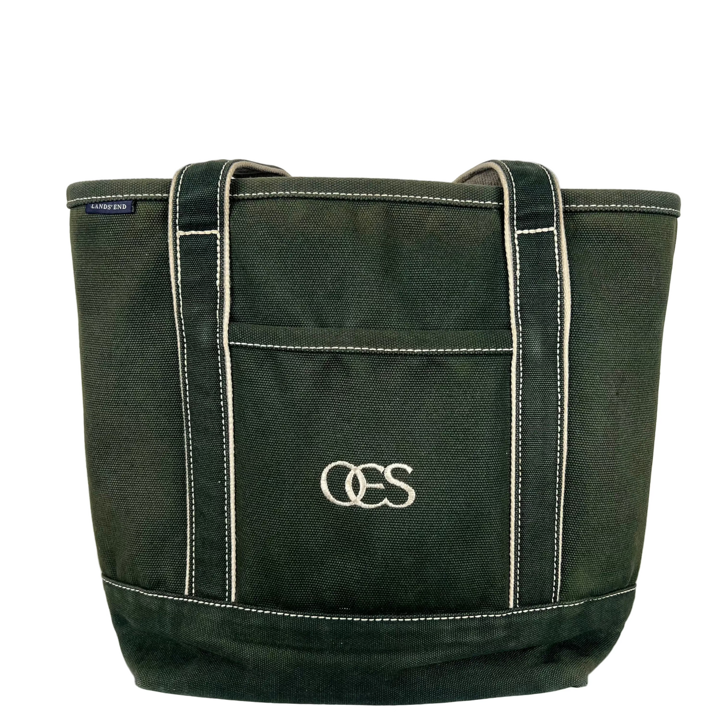 Sun Faded Forest Green Lands' End 'OES' Canvas Tote Bag