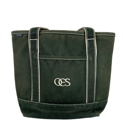 Sun Faded Forest Green Lands' End 'OES' Canvas Tote Bag