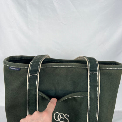 Sun Faded Forest Green Lands' End 'OES' Canvas Tote Bag