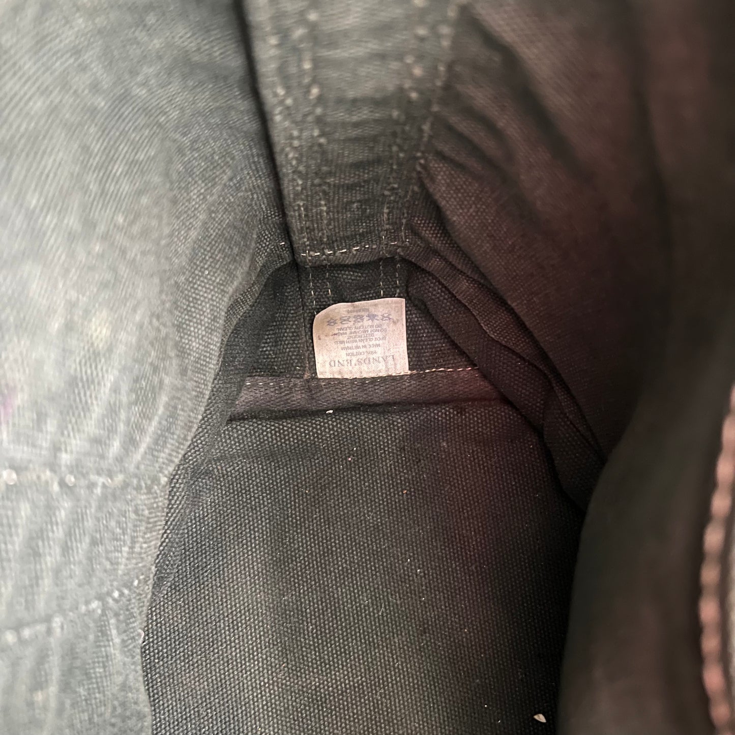 Sun Faded Forest Green Lands' End 'OES' Canvas Tote Bag