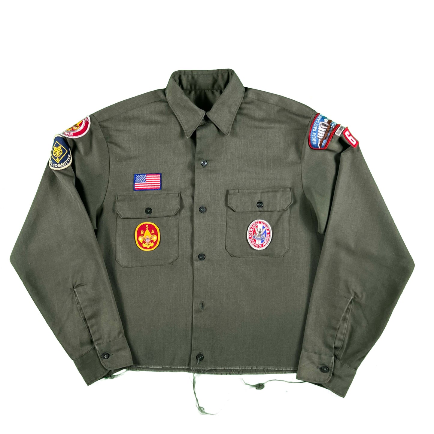 90s Cropped Long Sleeve Boy Scouts Shirt- M