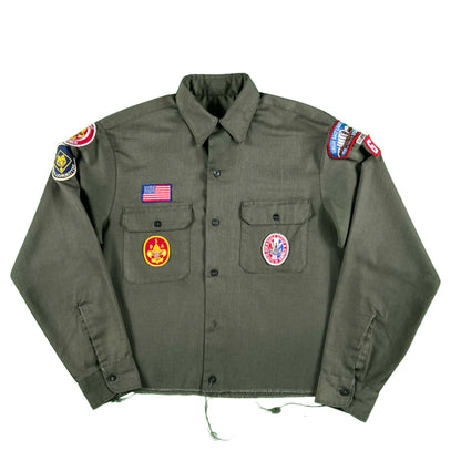90s Cropped Long Sleeve Boy Scouts Shirt- M