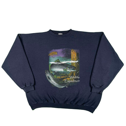 90s Wildlife Expedition Fly Fishing Sweatshirt- XL