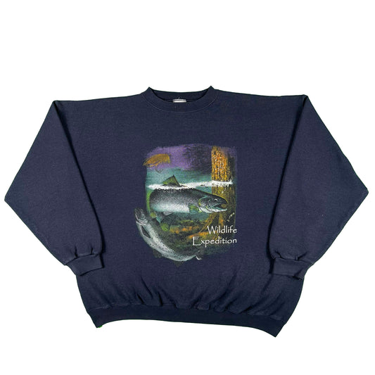 90s Wildlife Expedition Fly Fishing Sweatshirt- XL