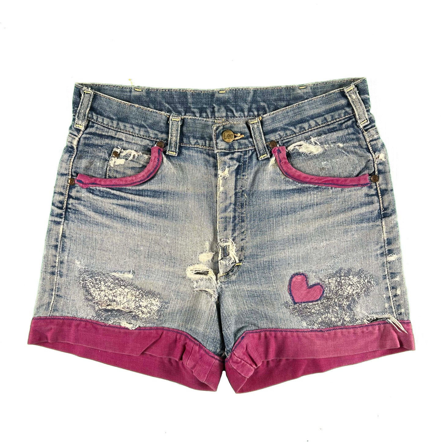 60s Lee Repaired Heart Denim Shorts- 30x3