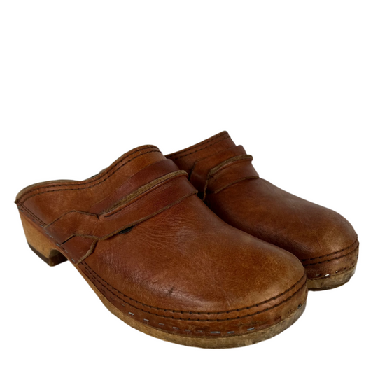 70s Wood and Leather Clogs- M's 9, W's 10.5
