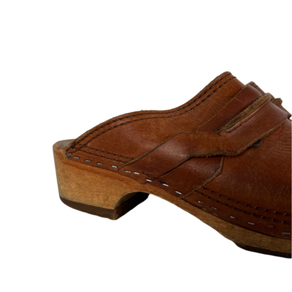 70s Wood and Leather Clogs- M's 9, W's 10.5